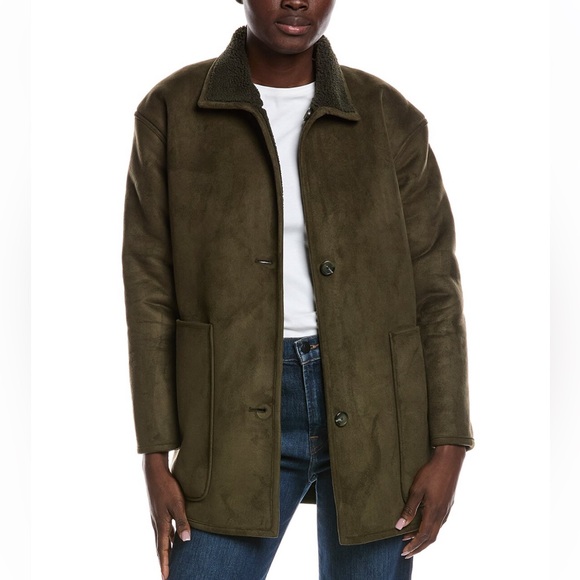 New! SPANX Jacket with Reversible Fleece Jacket in Olive Green size S - Picture 1 of 4